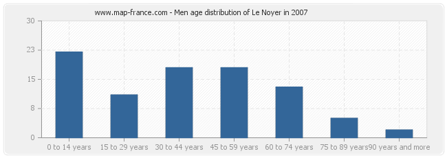 Men age distribution of Le Noyer in 2007